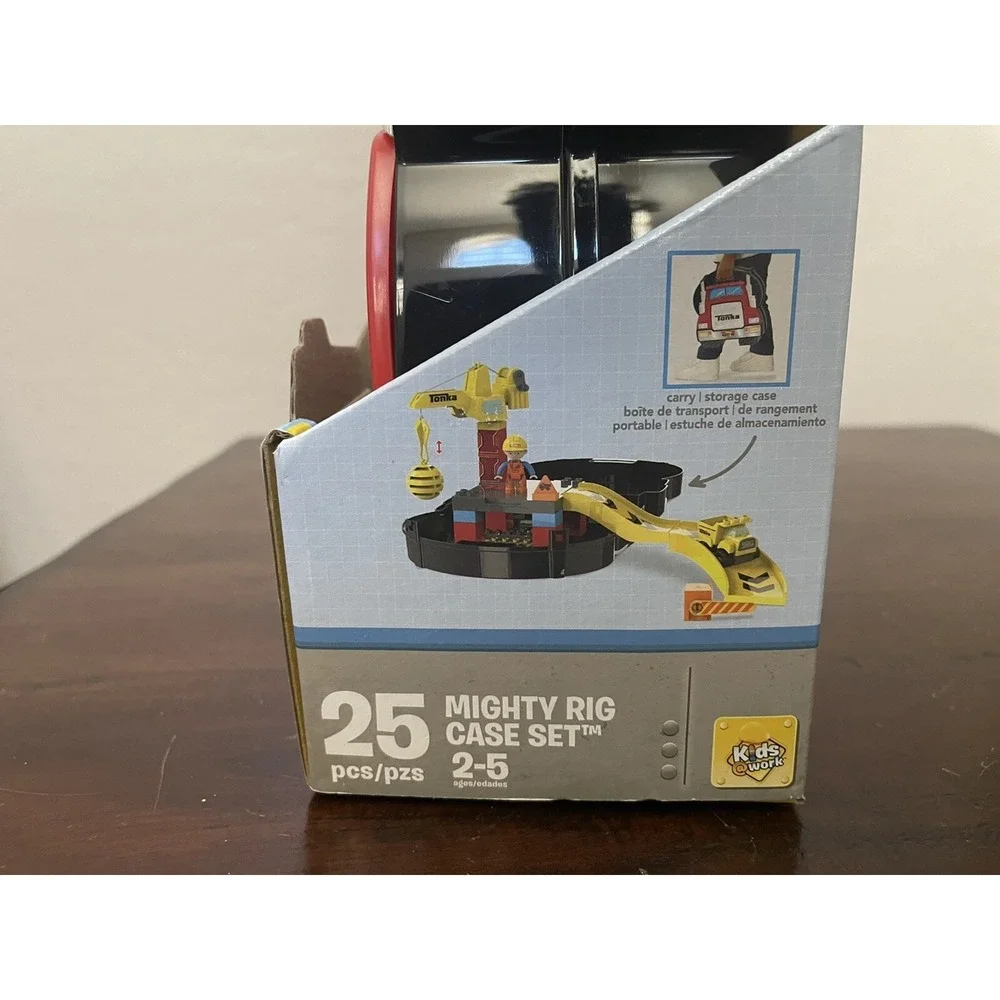 Tonka Mighty Builders Rig Case Brick Construction Playset 25 Blocks Truck Crane